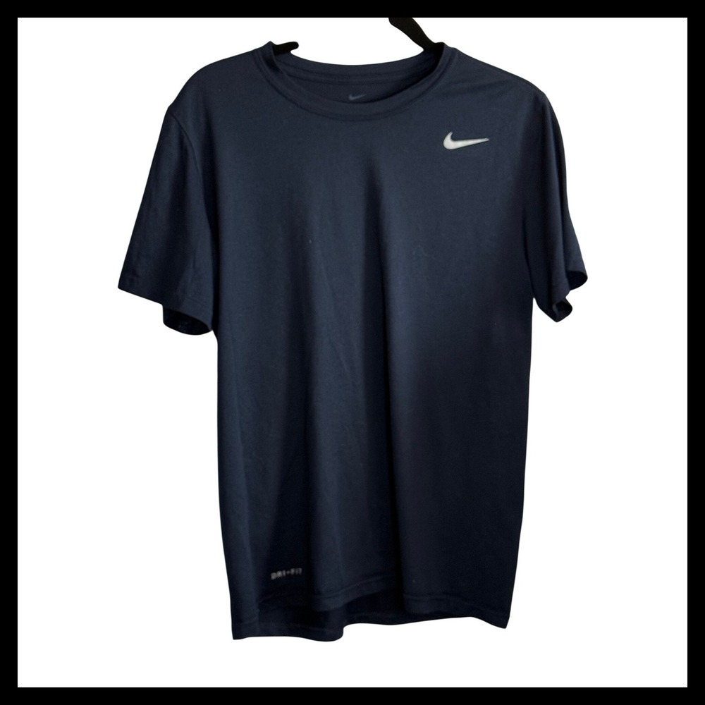 Nike Mens Dri-FIT Short Sleeve Training T-Shirt Navy Blue Size M Medium Swoosh
